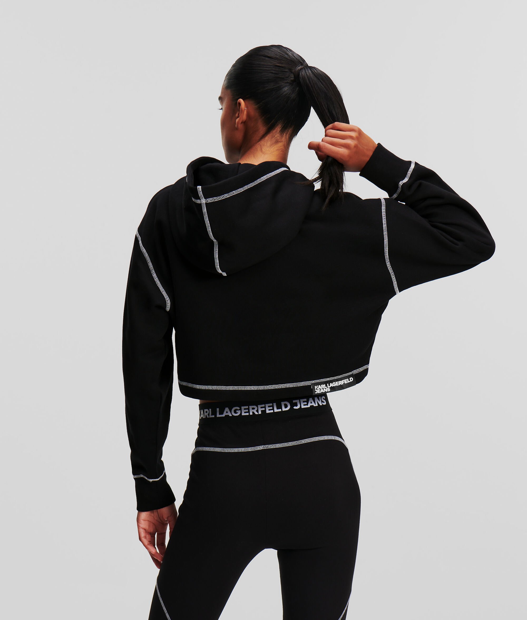 (image for) Distinctive KLJ CONTRAST STITCH CROPPED HOODIE